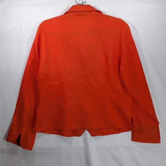 Valerie Stevens Red Linen Shirt M Embroidered Button Up Blouse 100% Linen - Picture 12 of 12